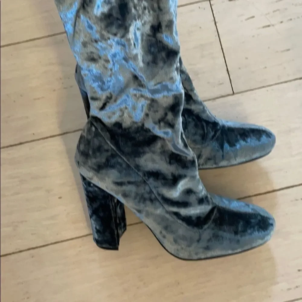 PENNY LOVES KENNY OVER KNEE VELVET BOOTS. …